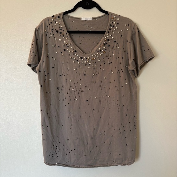 Yeon Beaded Embellished Distressed Top - Picture 1 of 9